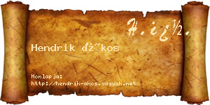 Hendrik Ákos névjegykártya